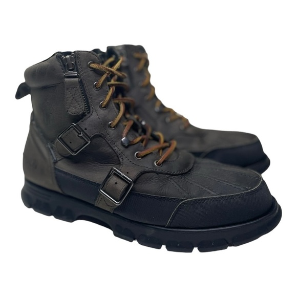 Polo By Ralph Lauren Men’s Demond Brown Leather Lace Boots - Picture 1 of 10